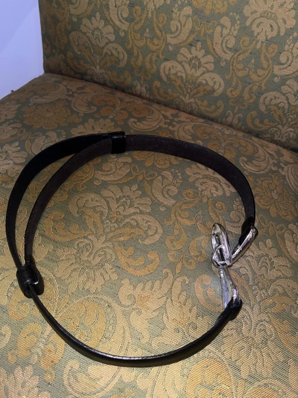 Chico's Black Leather Belt with Silver Sculpted Interlock Buckle - Picture 7 of 7